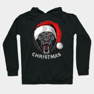 Christmas gorilla wearing Santa Claus Hoodie